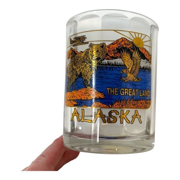 ALASKA Collectible Glass Bear Scenic Souvenir Of Alaska The Great Land Lot Set - Picture 4 of 6